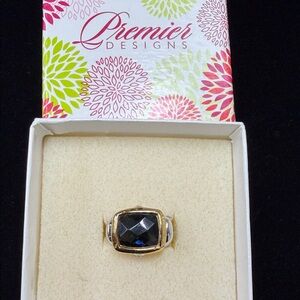 Premier Designs Navy Faceted Stone Ring Size 7